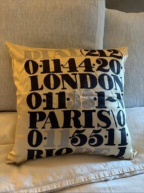 Rare West elm 100%silk hand printed zipcode pillow cover  black/gold tones .